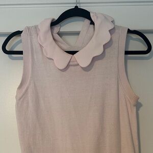 Scalloped Collar Sleeveless Top - Pink